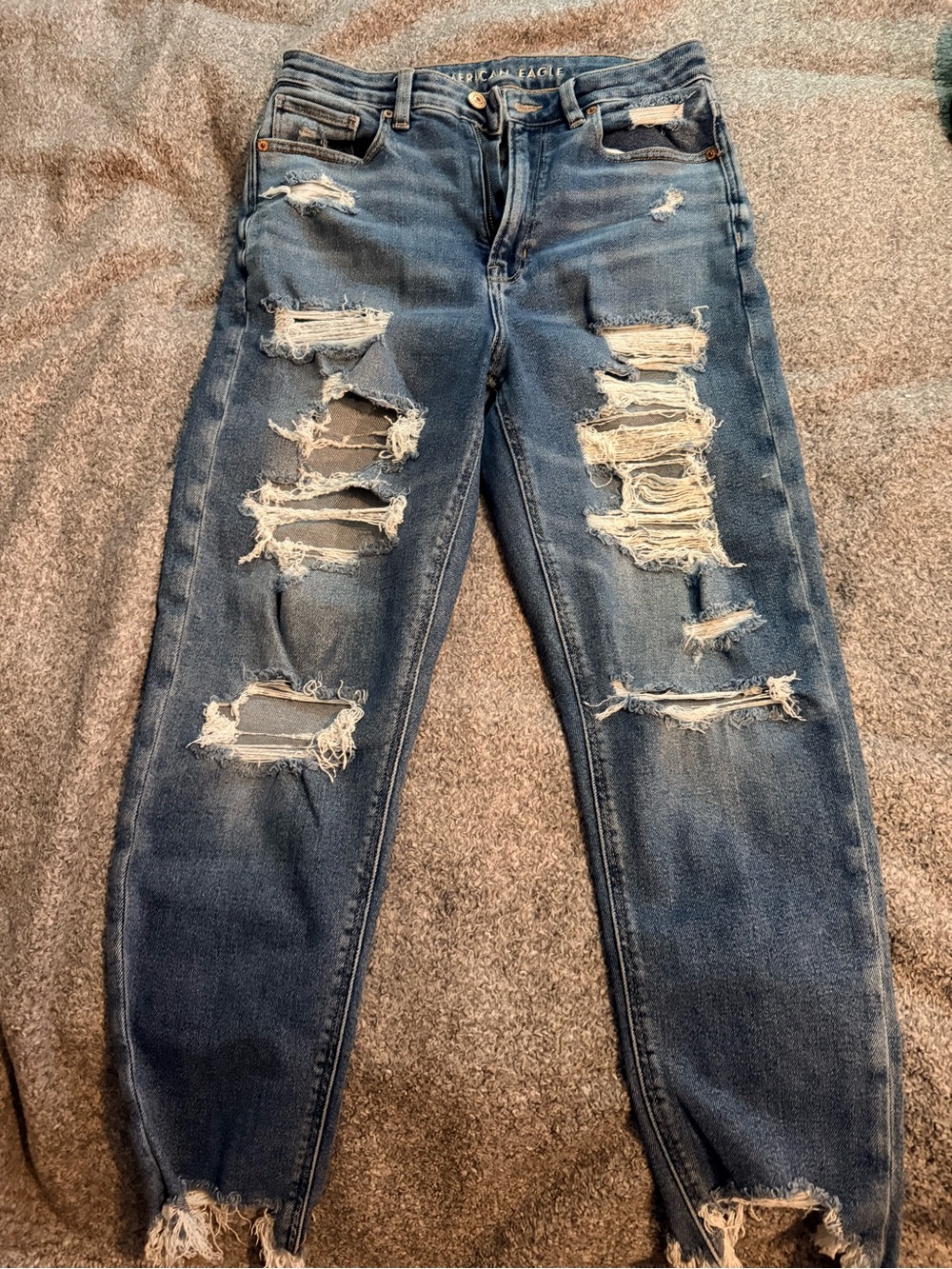 American Eagle Outfitters Ripped Boyfriend Jeans - Dark Blue